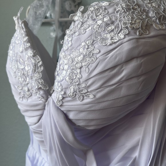 White Wedding Dress Chiffon A-Line Bodice - Picture 3 of 12